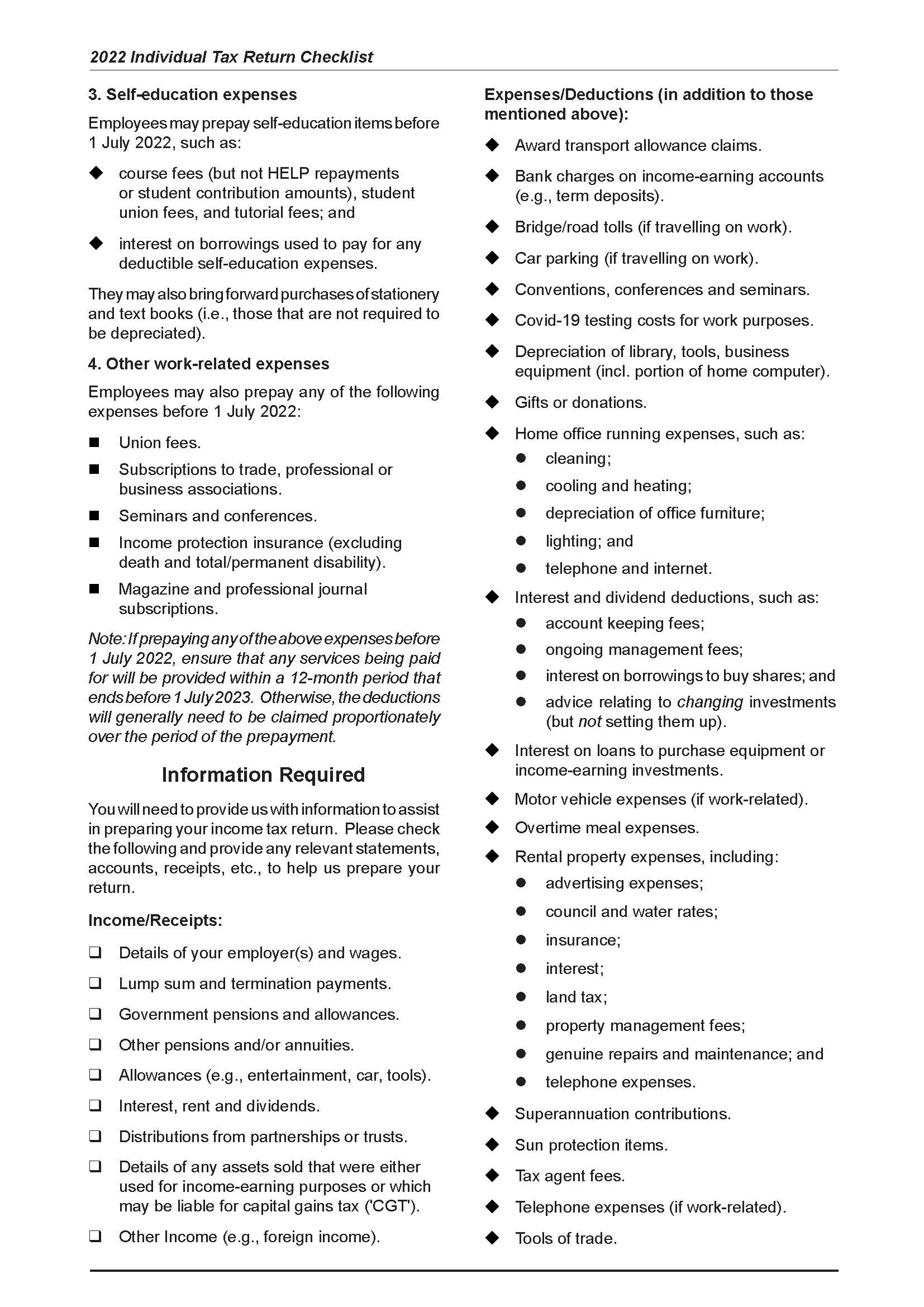 2022 Income Tax Return Checklist For Individuals Bright Accounting 